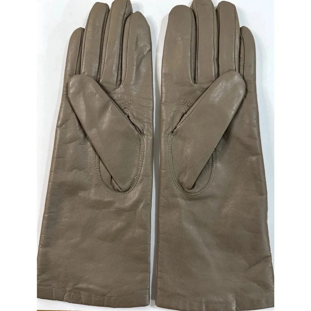 Vintage Van Raalte Leather Gloves Womens S Small Tan Beige Lined 1980s Driving